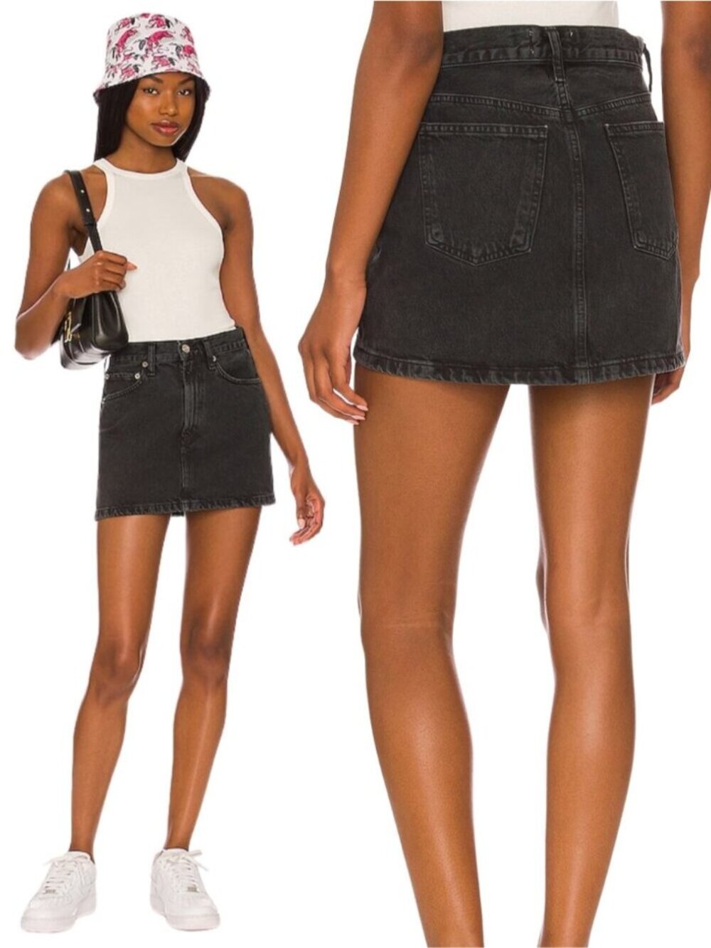 AGOLDE Liv Denim Mini Skirt In Vapor Washed Black Size 30